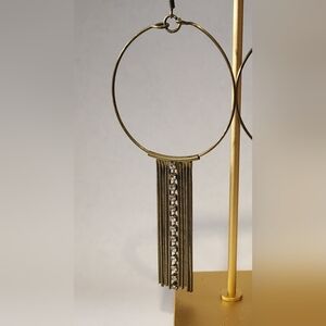 Gold Hoop Earrings with Fringe